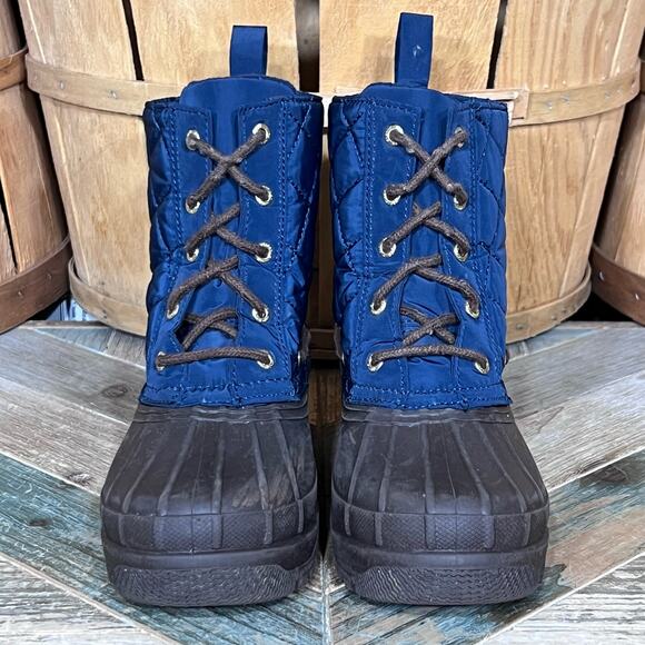 Sperry Gosling Quilted Navy Brown Lined Waterproof Duck Boots Womens Size 7 - Picture 4 of 11
